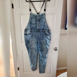 PLUS SIZE Acid Wash Overall